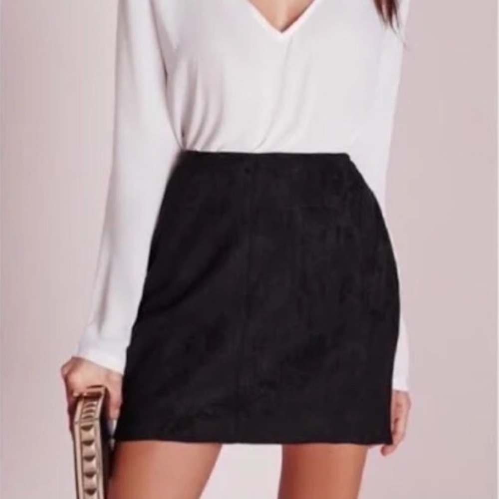 Reformation Suede Mini Skirt- Black